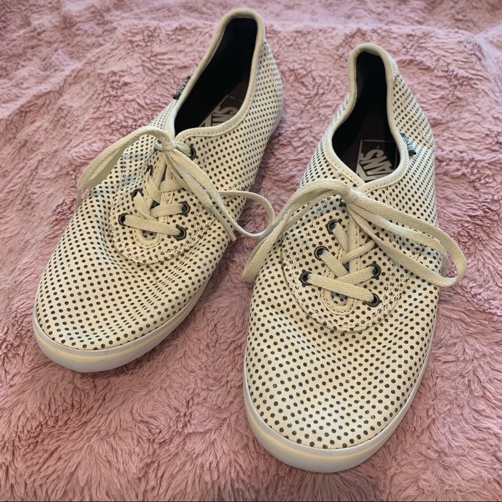 Vans Cream and Dark Gray Polka Dot Sneakers Sz. 8.5